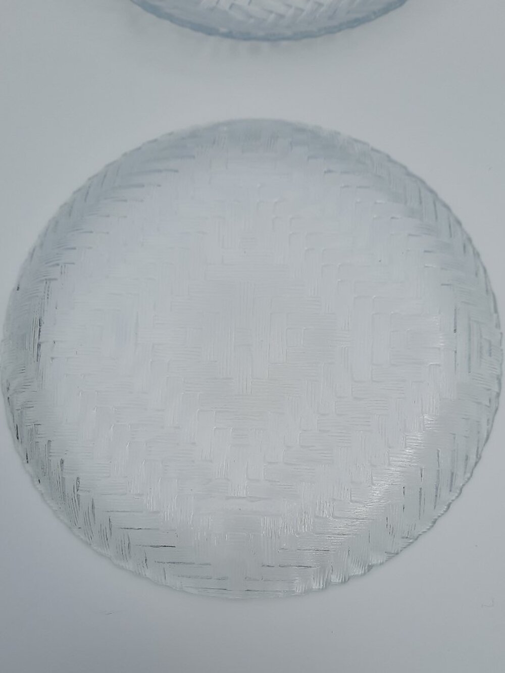 Vintage 1980s Arcoroc Basket Weave Rattan Clear Glass Salad Plates –Set of 6